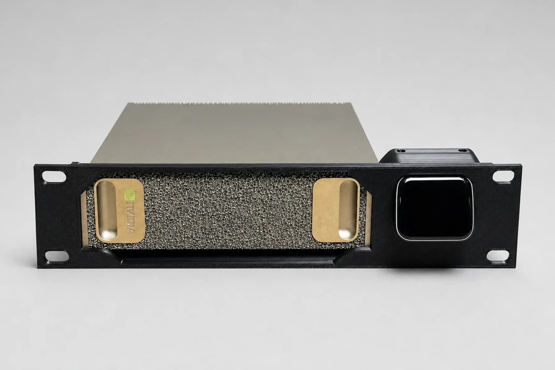 DGX Spark with JetKVM Rack Mount Kit for 10" Racks — mounted product photograph