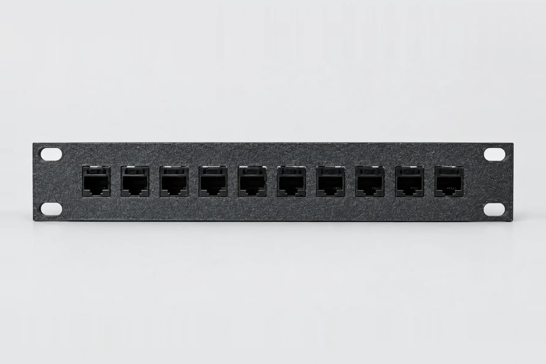 Keystone Patch Panel - 10 Inch 1U Rack Mount - 5, 8 or 10 Ports — mounted product photograph