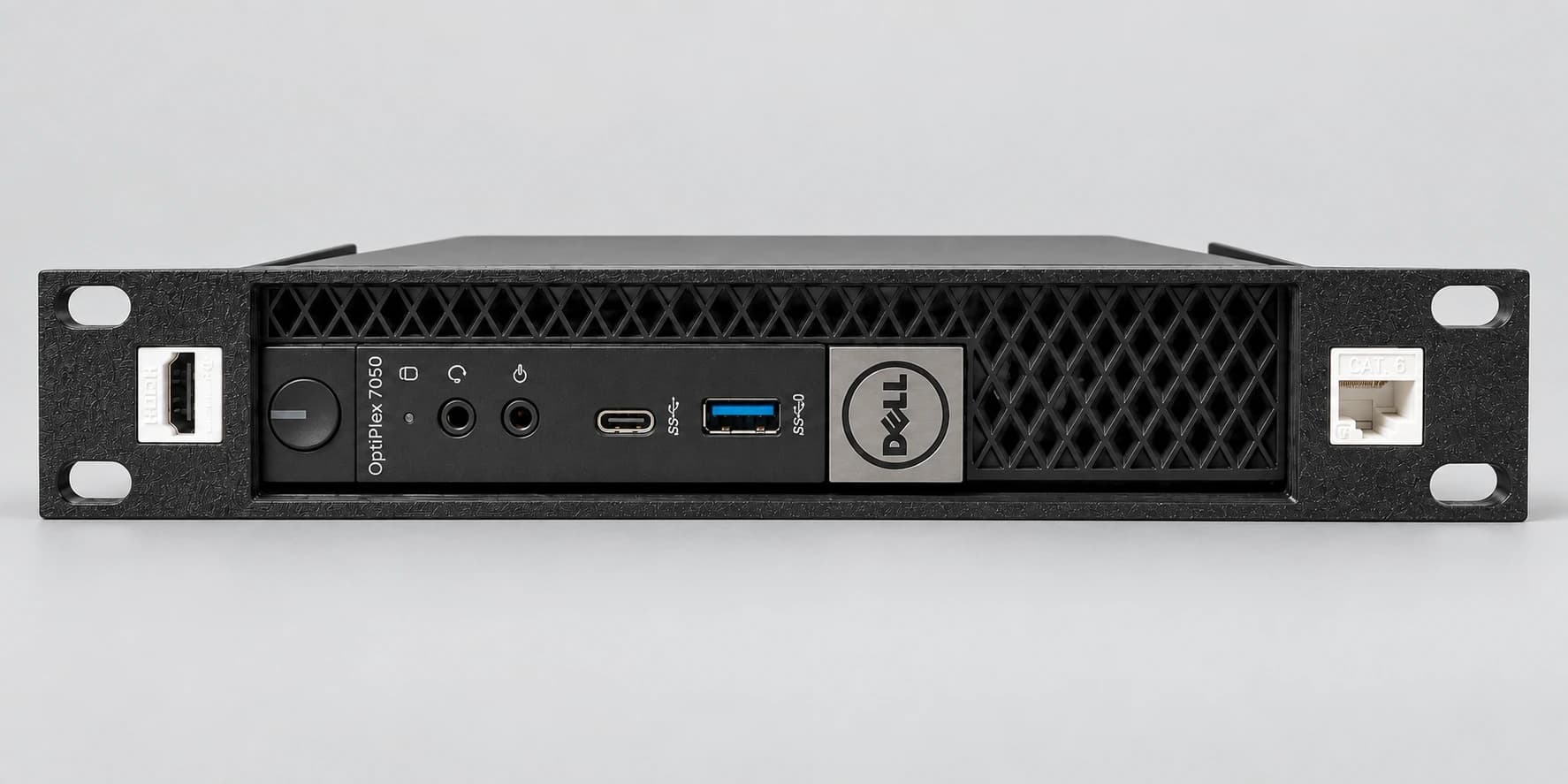 Dell OptiPlex Micro installed in the Both keystone option with HDMI and Ethernet couplers; mount only, PC and keystones not included